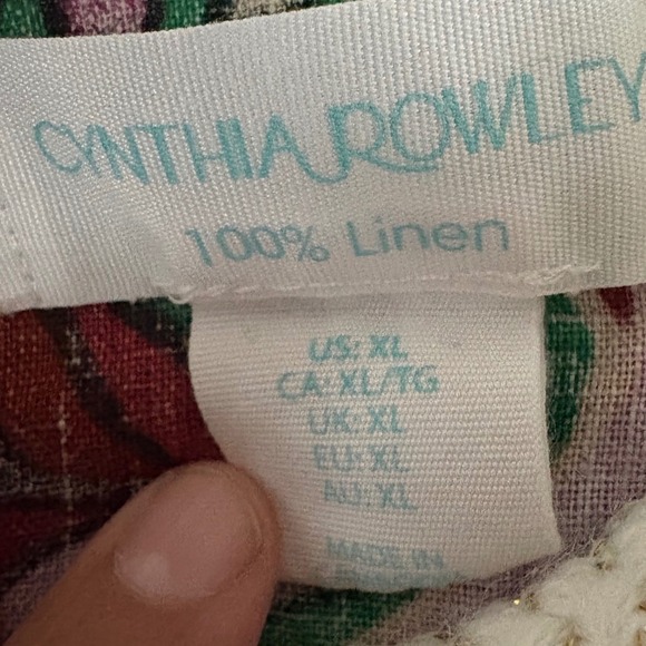 Cynthia Rowley Linen Floral Square Neck Puff Sleeve Crop Blouse XL Tropical - Picture 2 of 7